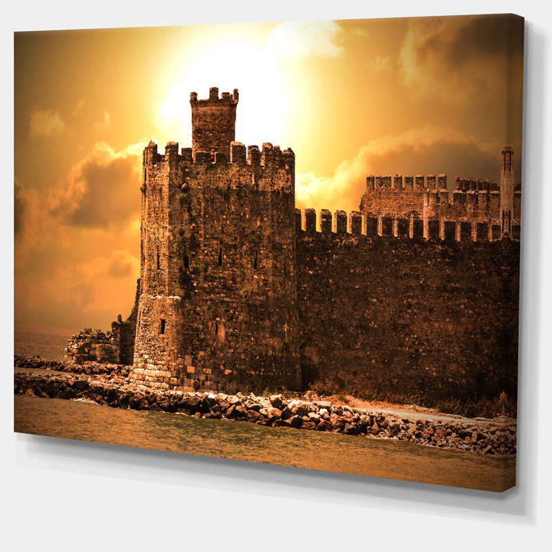 Vieux château au coucher du soleil - Impression sur toile tendue, H 20 po x l 20 po x P 1 po