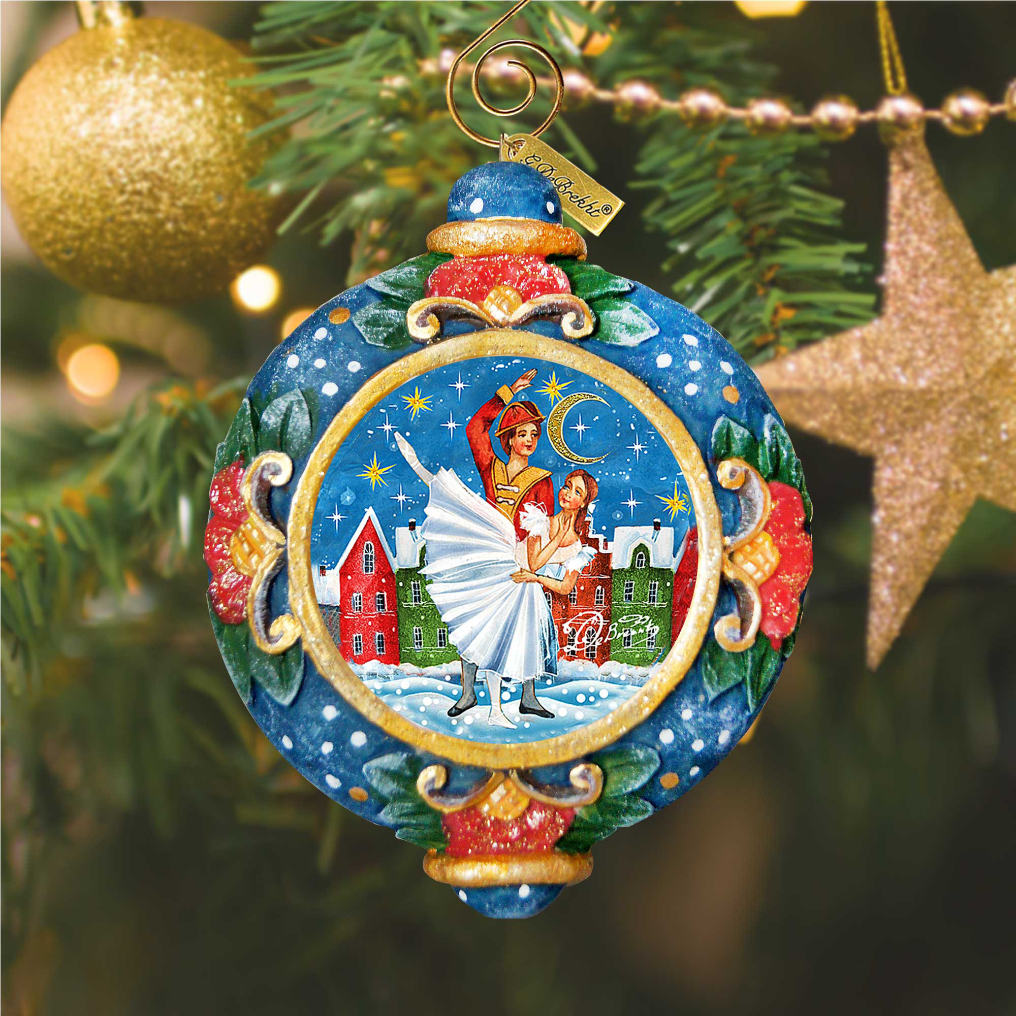 DISNEY ALICE IN WONDERLAND CHRISTMAS TREE HANGING ORNAMENT WITH SILVER  RIBBON