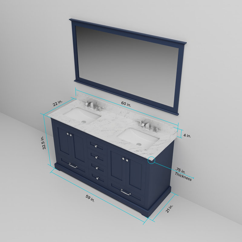 Dukes 59" Freestanding Double Vanity Cabinet in Navy Blue
