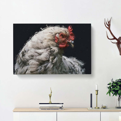 White Hen In Abstract - Wrapped Canvas