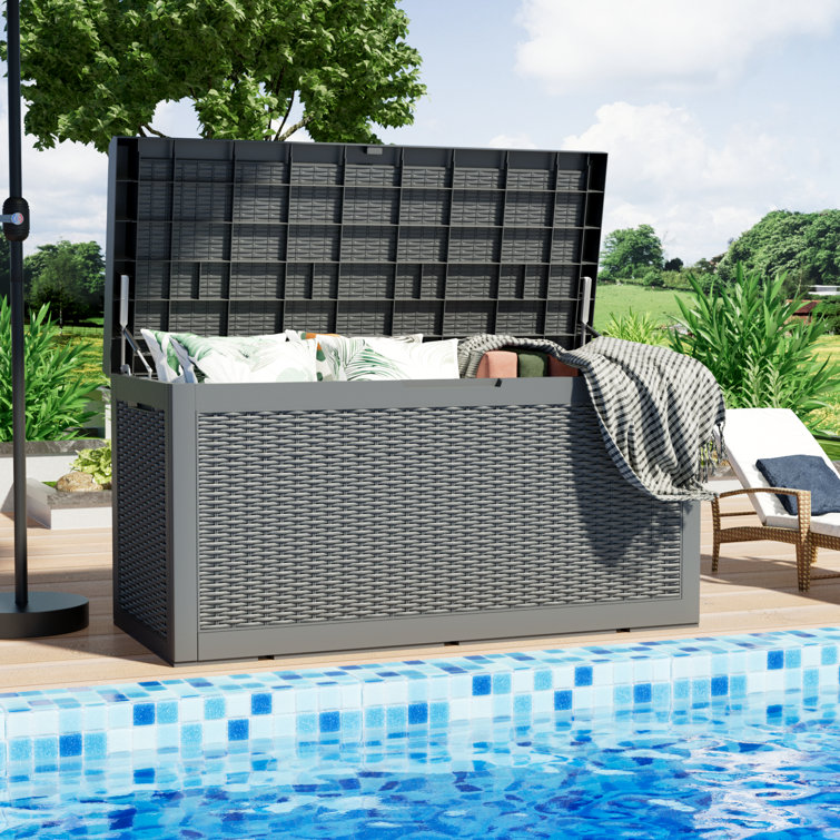 Devoko 100 Gallons Waterproof Resin Lockable Deck Box With Seat Cushion &  Reviews