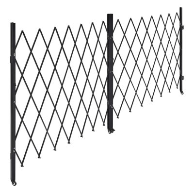 Double barrière de sécurité pliante, barrière à ciseaux verrouillable avec roulettes pivotantes à 360 °, barrières rétractables extérieures en acier Barricade, pour la sécurité d'entrée, garage, entrepôt et piscine, l 145,67 x 86,81 po (l x H)