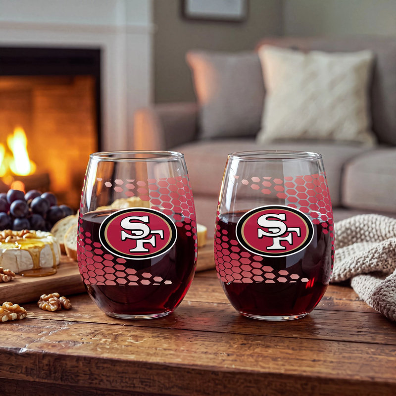 Ensemble de 2 verres à vin sans pied sous licence officielle NFL, 50 cl., 49ers de San Francisco