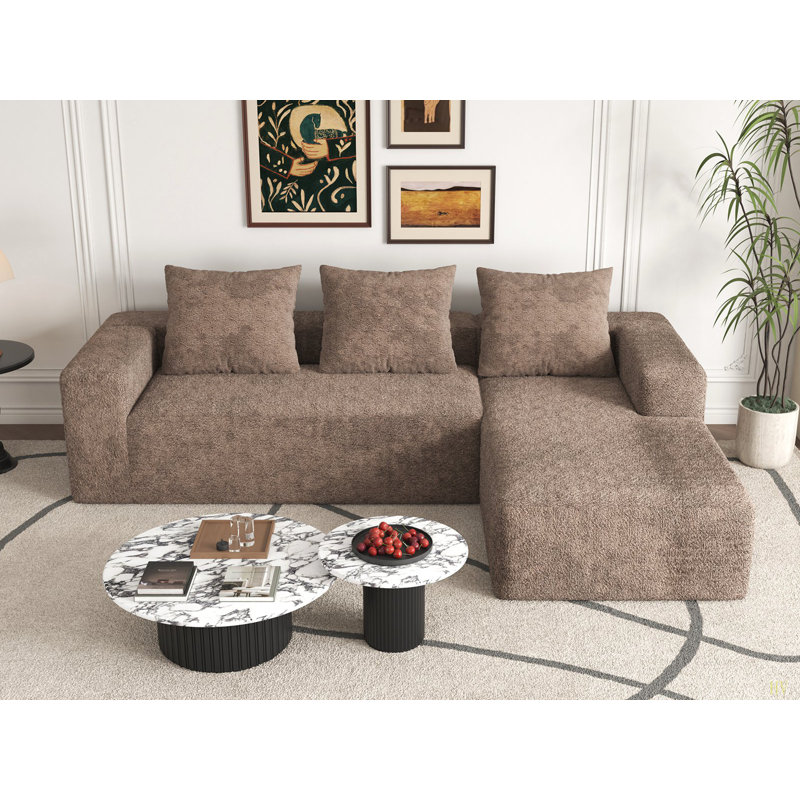 Canapé modulaire de 106 po avec méridienne en L, canapé modulaire à assise profonde, canapé désossé pour le salon, canapé en nuage sans assemblage requis