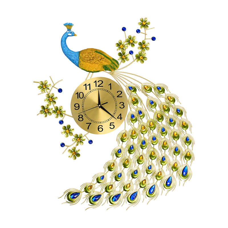 Domagala Luxury Peacock Metal Wall Clock