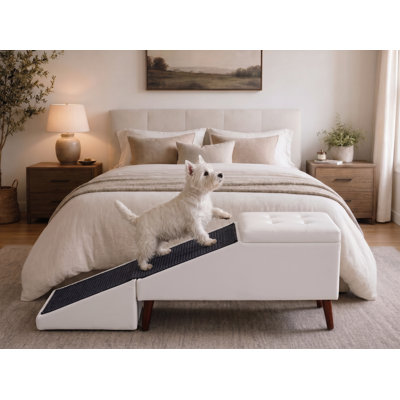 Harmony Small Dog and Cat Pet Ramp Stairs, Foldable Pet Ramp Footstool for Bed