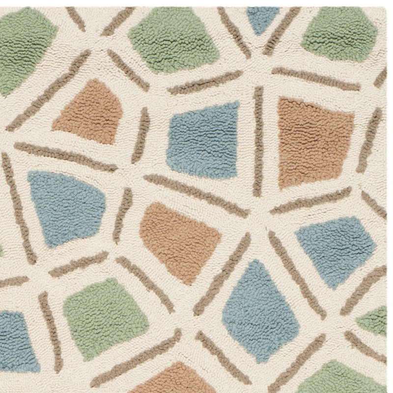 Atilia Hand Hooked Cotton Pile Geometric Rug, Rectangle 5'6" x 8'6"