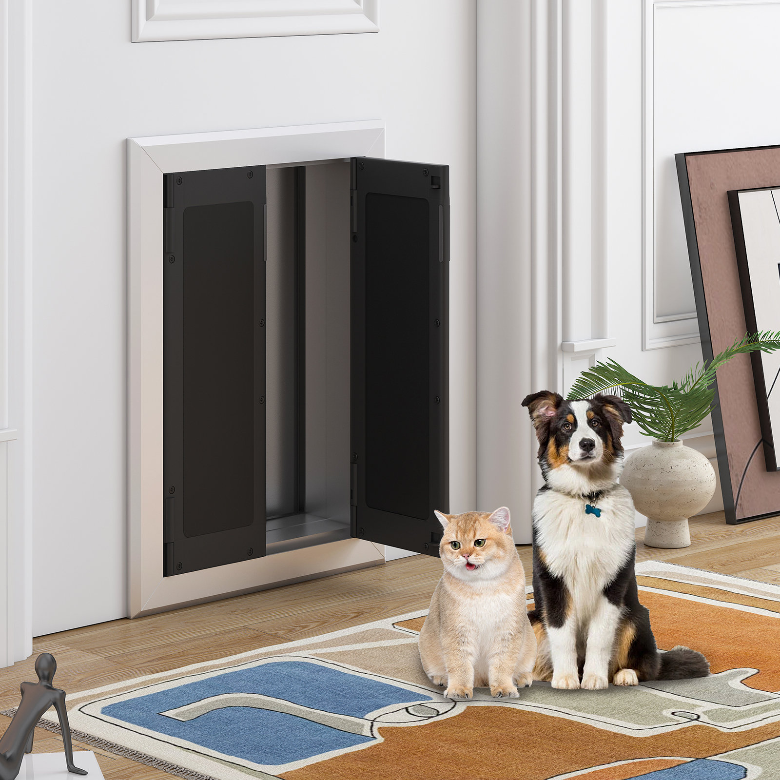 TABU 13.77'' W x 17.32'' H Aluminum Door Mounted Pet Door,Single