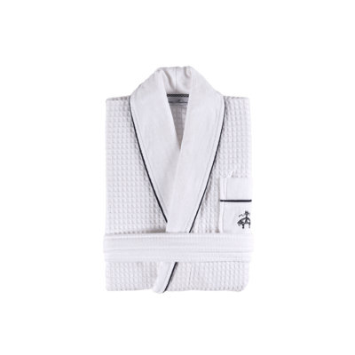 Peignoir mi-mollet 100% coton gaufré avec poches