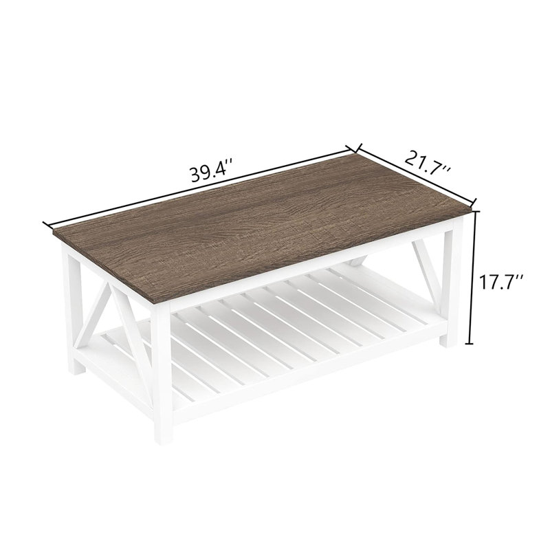 Cevon Coffee Table, Brown/White