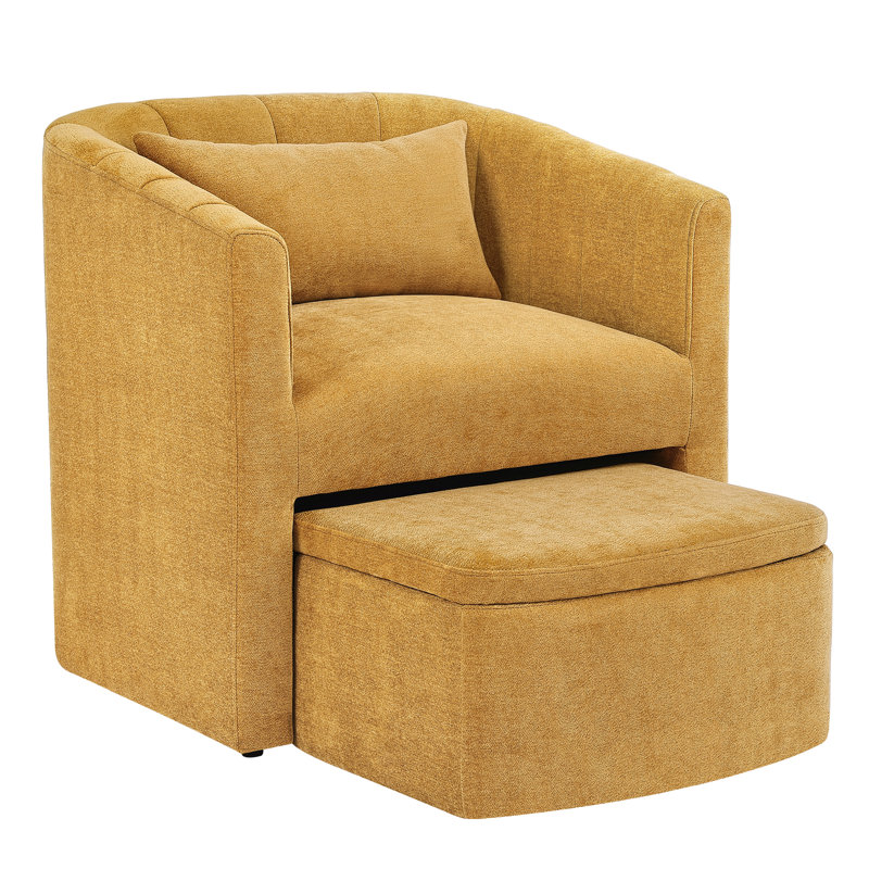 Fauteuil demi-tonneau avec repose-pieds Elha, Ginger
