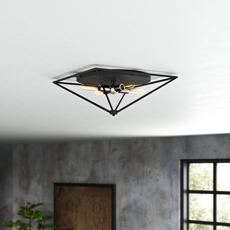 Plafonnier encastré géométrique à 4 lumières Palmerii, H 8 po x l 19 po x P 19 po