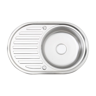 Belfry Kitchen Shayne 500mm W Single Bowl Stainless Steel Kitchen Sink with 2 Faucet Holes
