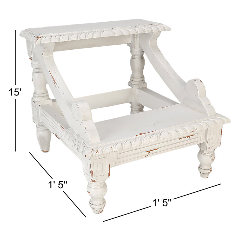 Marchepied en bois 2 marches, Blanc