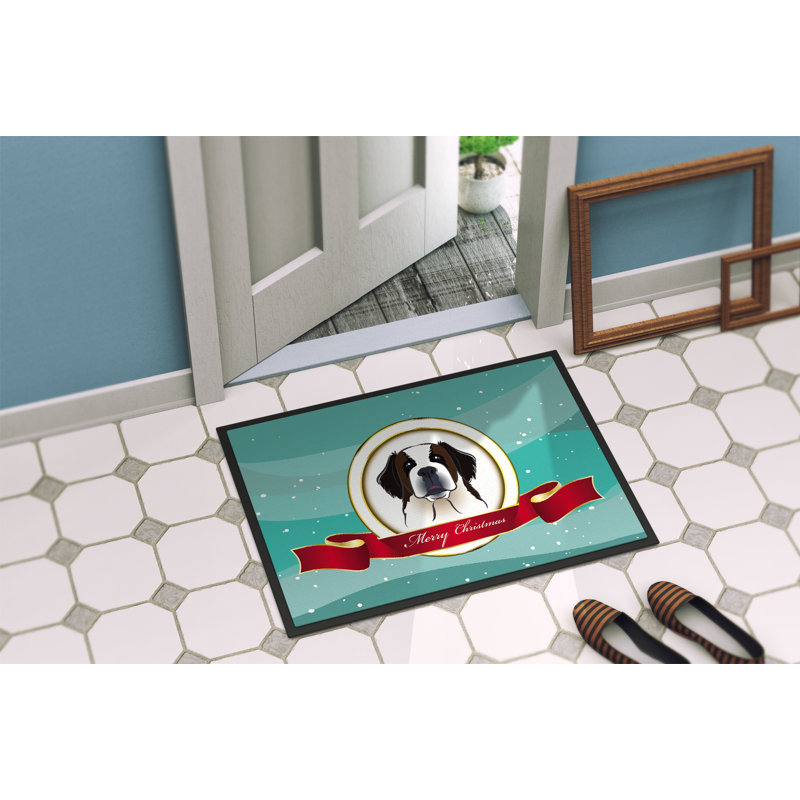 Tapis de porte pour l’extérieur antidérapant saint noël bernard merry, Rectangle 2 pi x 3 pi