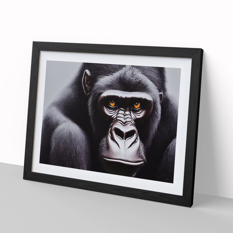 Divine Gorilla - Single Picture Frame Print, Black, 46cm H x 64cm W x 2cm D