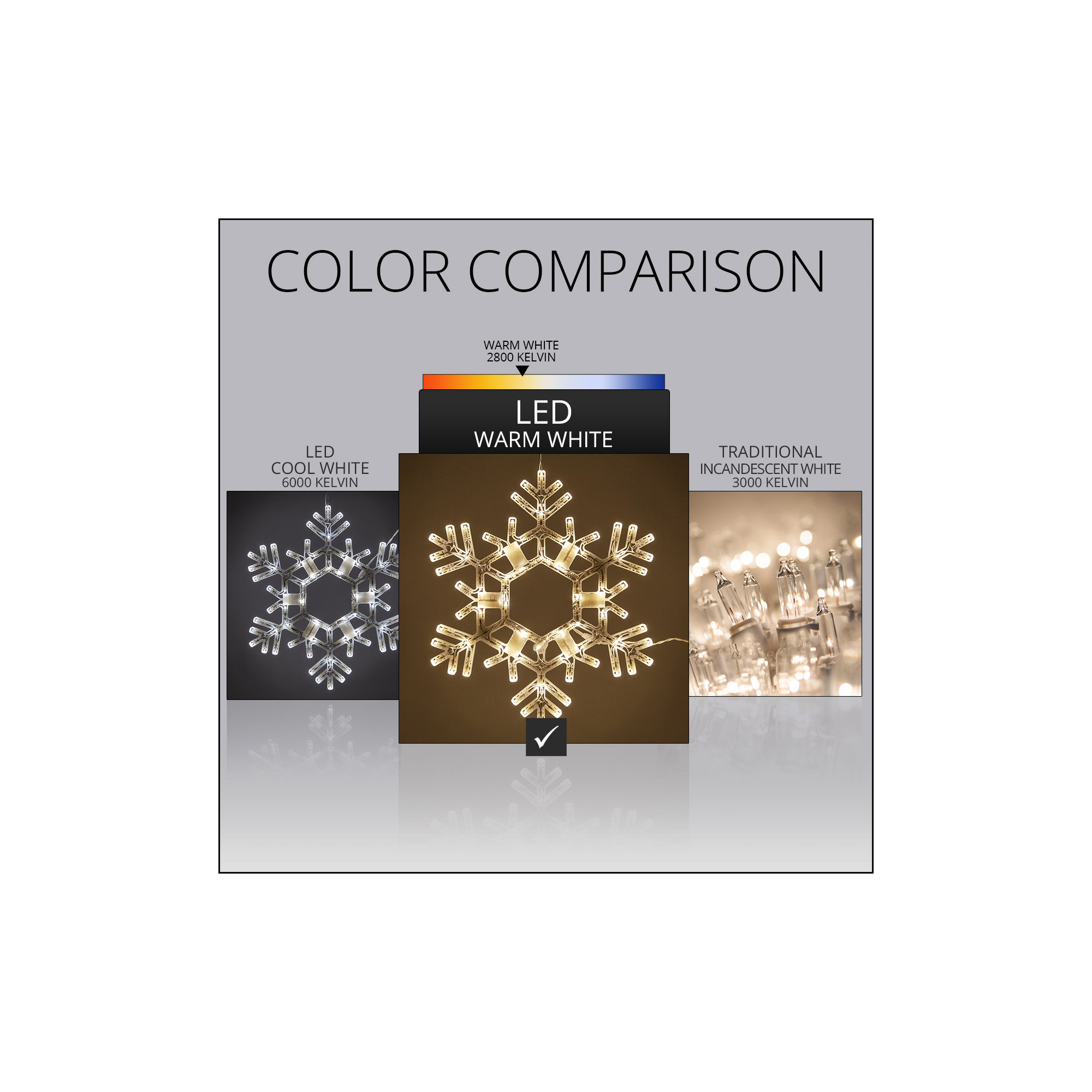 LED Folding Snowflake, Warm White, 20" H
