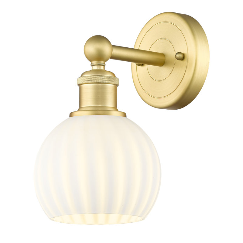 Applique murale 1 lumière Edison Venetian, H 10,25 po x l 6 po x P 7,5 po, Or satiné