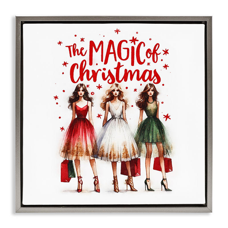 Art mural sur toile Glam Magic Of Christmas par Amanda Greenwood, H 18 po x l 18 po, Cadre flottant gris lustré