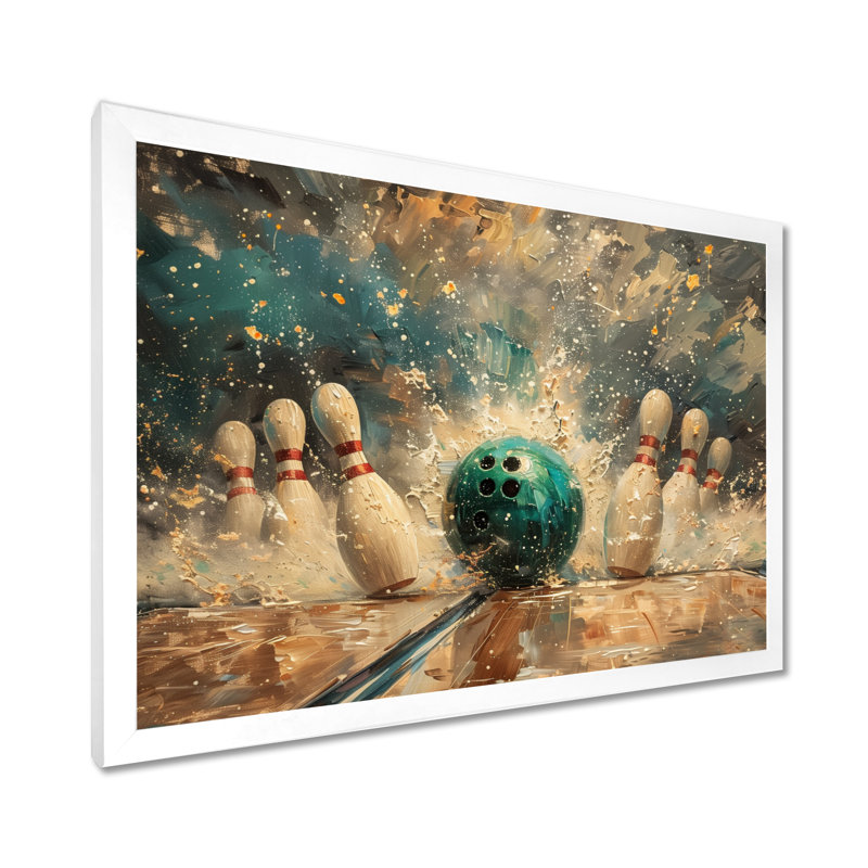 Savoie - Bowling, art mural encadré, Cadre simple blanc, H 34 po x l 44 po x P 1,5 po