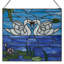 Panneau de vitrail 14 "H Swans romantique