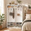 Banc de rangement pour arbre d'entrée et chaussures de 53 po de largeur avec tablettes, casiers et crochets pour vestibule, vestibule ou vestibule-404058155