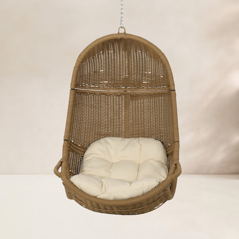 Fresno Rattan Outdoor Swing Chair, Beige
