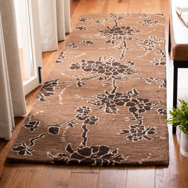 Avayah Soho Hand Tufted Wool/Cotton/Viscose Rug in Brown, Runner 2'6" x 12'