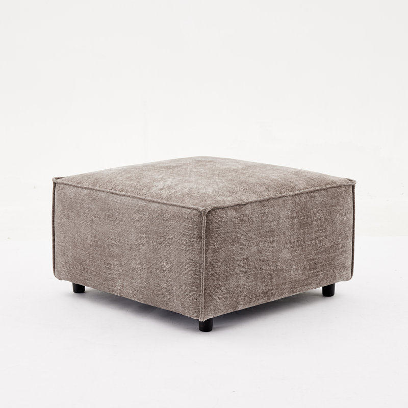 Makassar Upholstered Ottoman Moveable Footrest, Tan