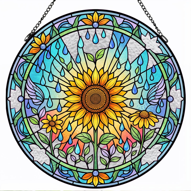 Panneau de vitrail Sunflower, 7.8"H