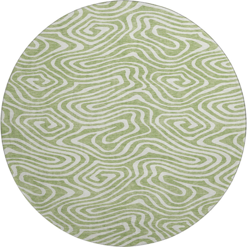 Premium Machine Washable Guada AMF1020 Swirls Rug, Round 8'