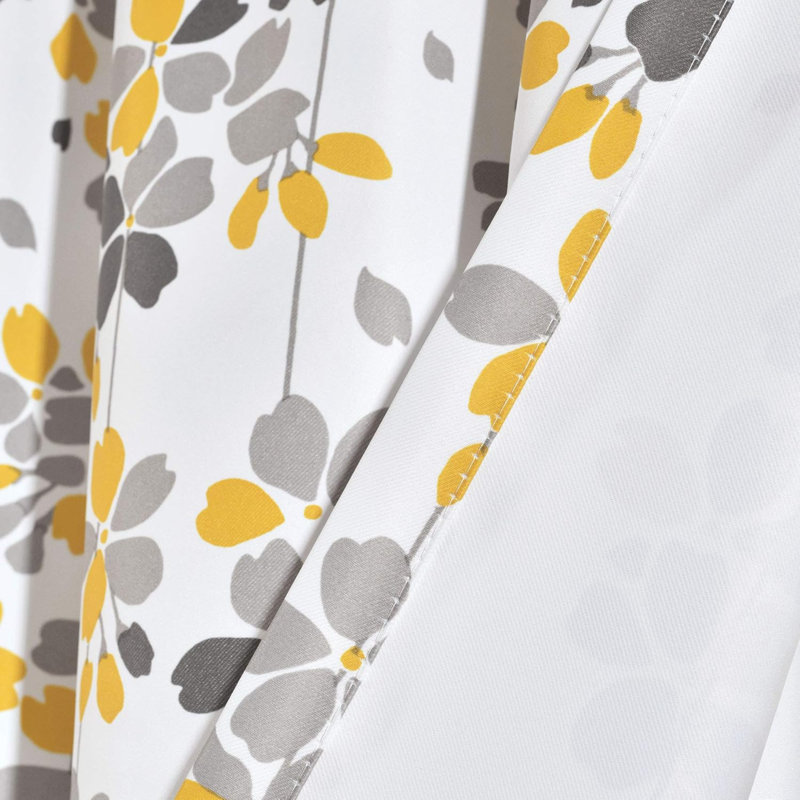 Paire de rideaux Weeping Flower, Jaune/gris, L 52 po x L 63 po