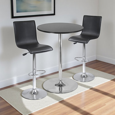 Ensemble de salle à manger 3 pièces Miaka avec 2 tabourets réglables avec base en métal, H 40,1 po x l 28,7 po x P 28,7 po 