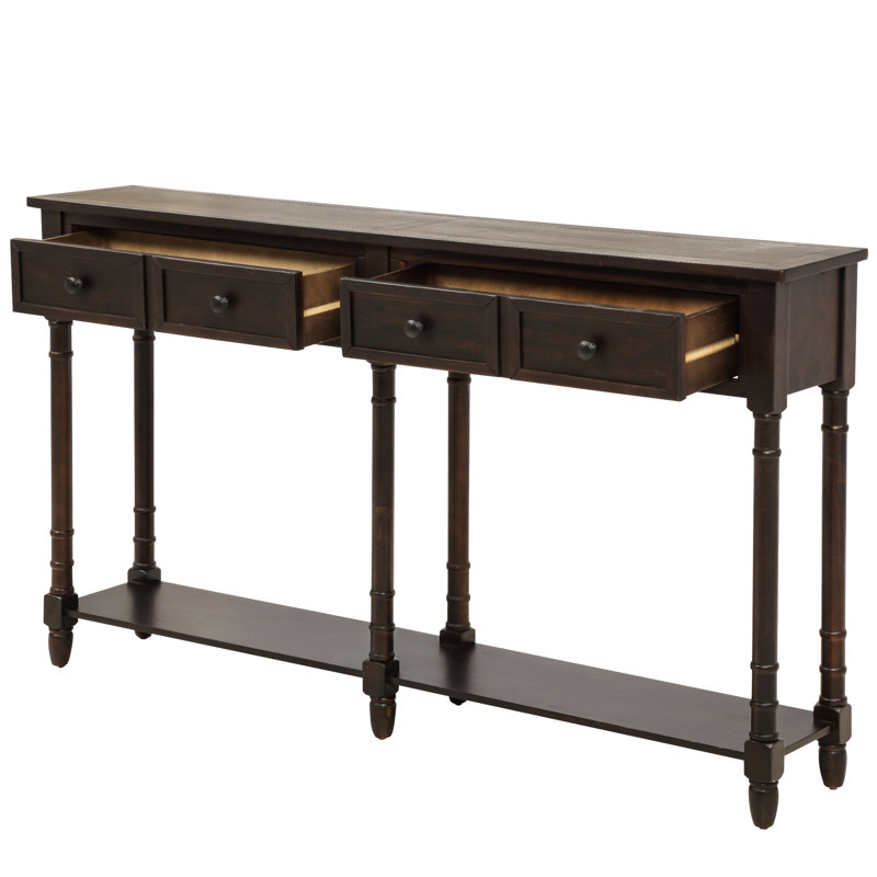 Console Table Sofa Table Easy Assembly With Two Storage Drawers And Bottom Shelf For Living Room, Entryway, Espresso