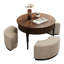 Table basse 31,5 "à grain de bois surélevé avec tablette de rangement et 3 tabourets, pieds en bois massif-718964829