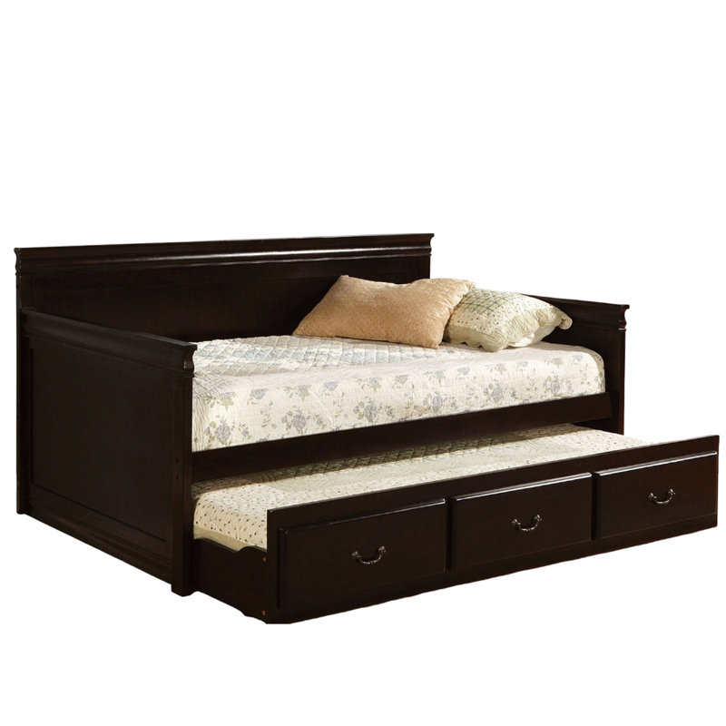 Lit de jour traditionnel avec lit gigogne simple de style anglais et ensemble de lattes de lit plateforme, finition, 37,57 po de hauteur 39 3/8 de hauteur