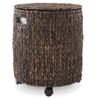 Rolling Storage Basket with Lid and Locking Wheels - Espresso Hyacinth