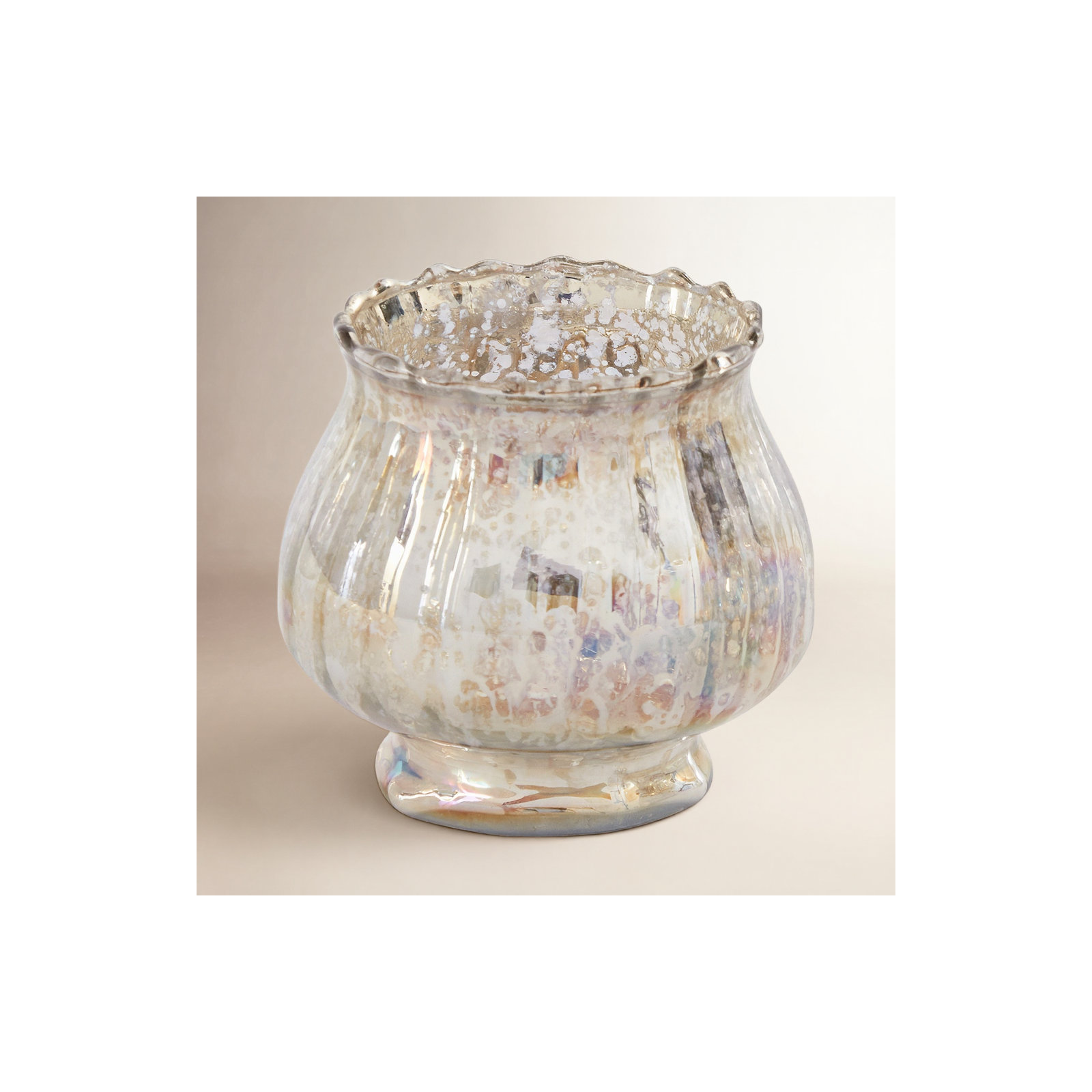Glass Tabletop Votive Holder, 3.50" H x 3.75" W x 3.75" D