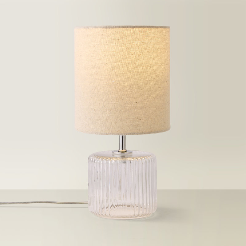 Rokiatou Glass Table Lamp, Clear Base/Natural Shade
