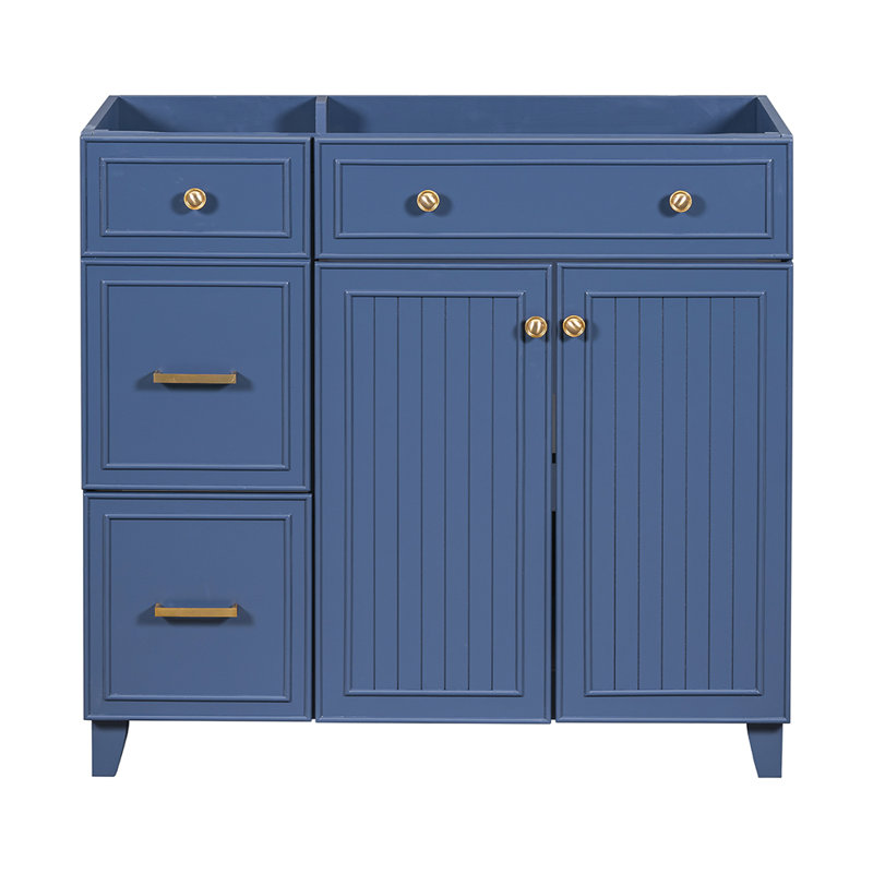 Meuble-lavabo simple avec plateau 35,41 po Bhavi, Bleu marine