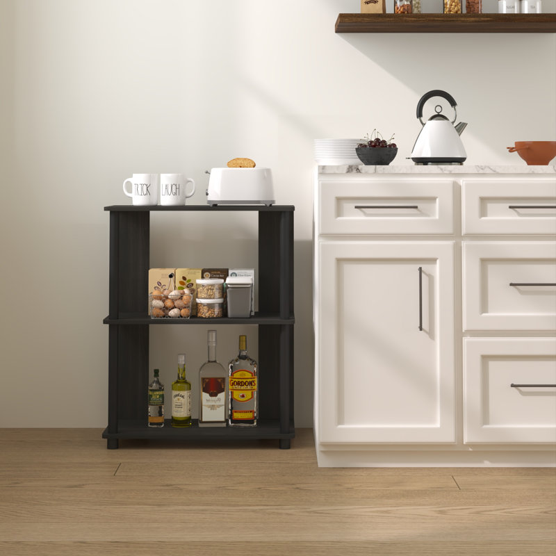 3-Tier 29.8" Corner Shelf, Open Shelves for Display and Storage, Walnut