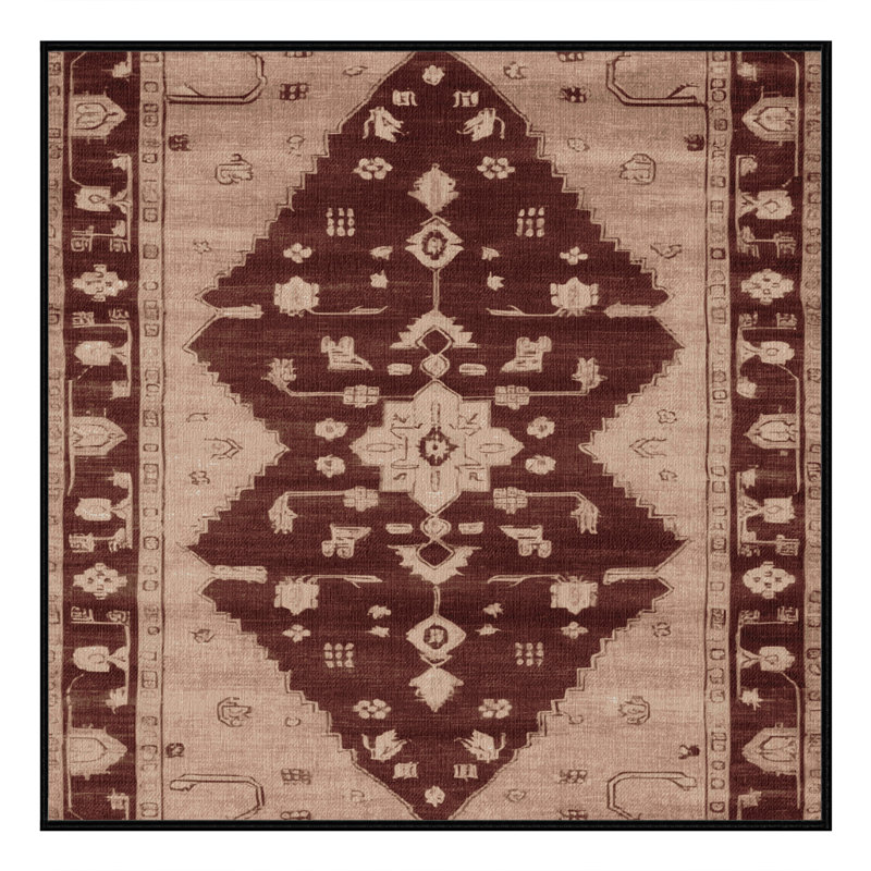 Machine Washable Overdyed Black Area Rug, Square 3'