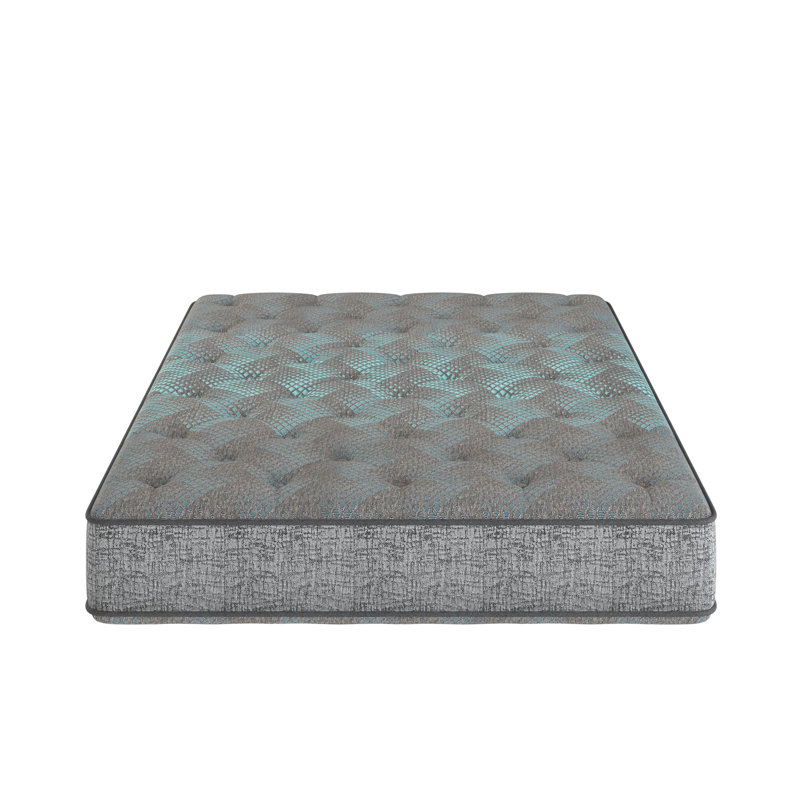 Matelas pour grand lit de 9 po à 2 côtés à base en mousse, confort moyen procurant un repos détendu et soutenu, mélange de couleurs gris et bleu pour un sommeil paisible, abat-jour