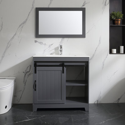Litsi 35.83'' Single Bathroom Vanity with Ceramic Top