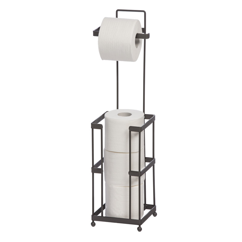 Porte-papier hygiénique sur pied avec rangement, Taupe