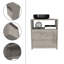 Table de chevet, armoire à une porte, poignée en métal, une tablette, plateau, gris clair-472504822