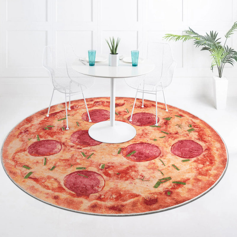 Tapis orange facile à nettoyer Kehr, Rond 5 pi 3 po