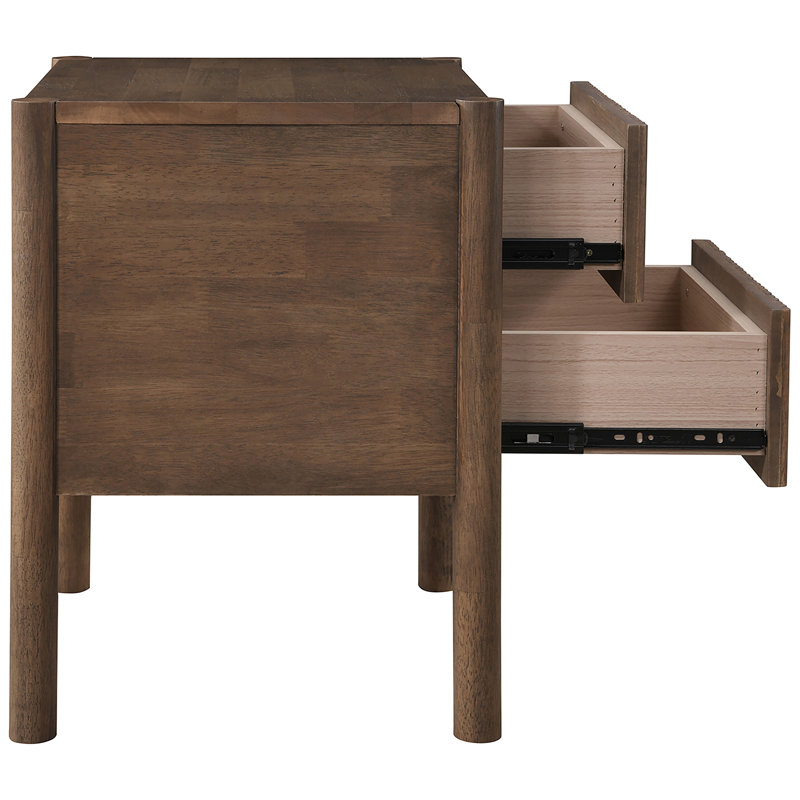 Table de chevet en bois massif Kivo, Noyer