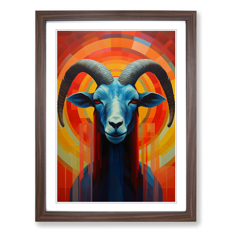 Goat Constructivism No.3 - Framed Print, Walnut, 34cm H x 25cm W x 2cm D