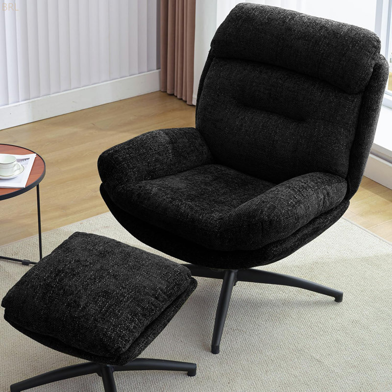 Fauteuil de détente berçant et pivotant avec repose-pieds 065C